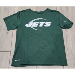 Kids Nike New York Jets Dri‎ Fit T Shirt Green NFL Team Apparel Size M 5-6